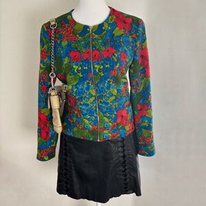Zara Basic Floral Tapestry Zip Jacket | Size S